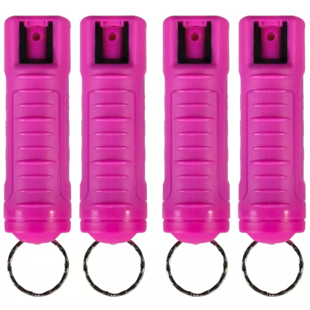 4 PACK Police Magnum pepper spray 1/2oz Hot Pink Molded Keychain Case Security