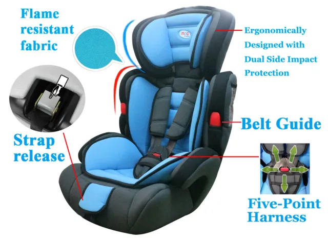 Mcc® 3 in 1 Baby Child Car Safety Booster Seat For Group 1/2/3 9-36kg ECE R44/04 3