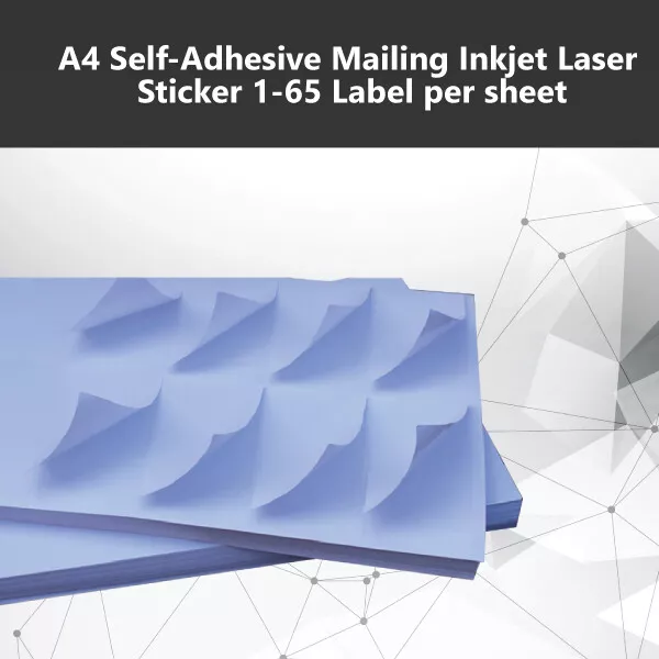 A4 Self - Adhesive Inkjet Laser Sticker Mailing Address 1-65 Labels per sheet