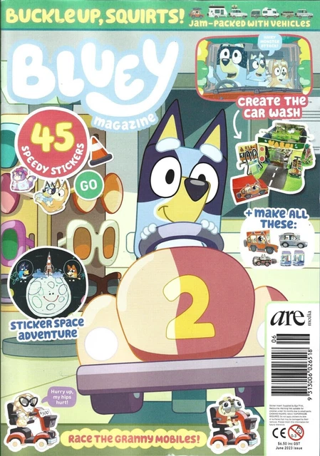BLUEY MAGAZINE ISSUE June 2023 Race The Granny Mobiles with 45 Speedy ...