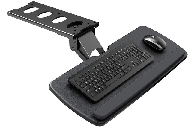 Keyboard Tray Under Desk, 360 Adjustable Ergonomic Sliding Keyboard & Mouse Tray