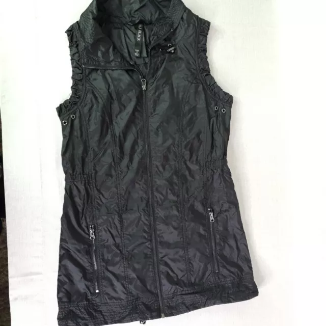 Lorna Jane Premium Long Black Zip Up Vest Sleeveless Jogging Jacket Size S Small