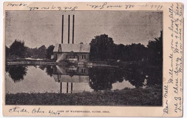 Ohio Clyde Town Waterworks And Pond Posted 1909 To John Murray, Horton, Kansas