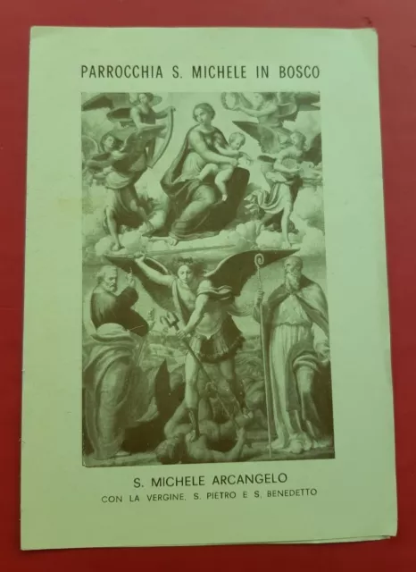 Santino San Michele Arcangelo Holy Card Bologna San Michele in Bosco Orazione