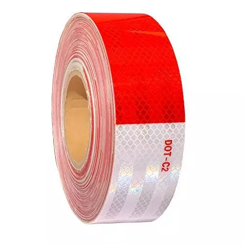 2 Inch X 30 Feet Reflective Safety Tape DOT-C2 Waterproof Red and White Adhesiv