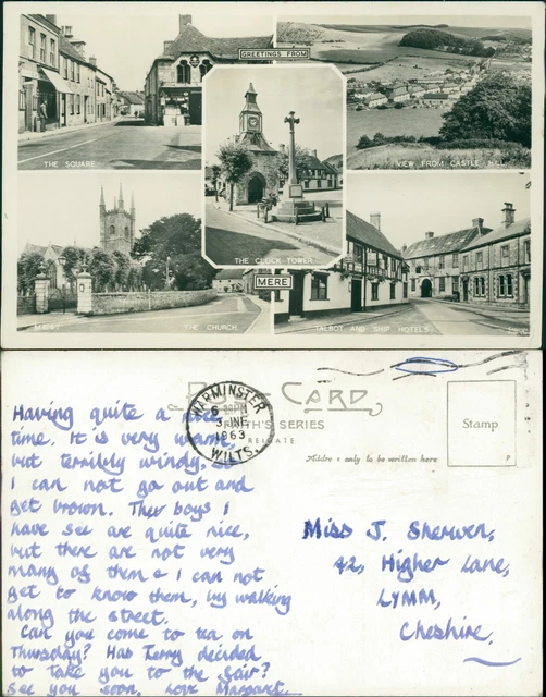 Mere Church Square Castle hill etc 5 view 1963 Real photo Friths
