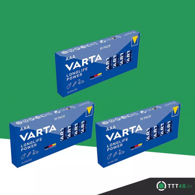 30 x Varta Longlife Power / HighEnergy 4903 AAA Micro LR03 1,5V Batterie Box