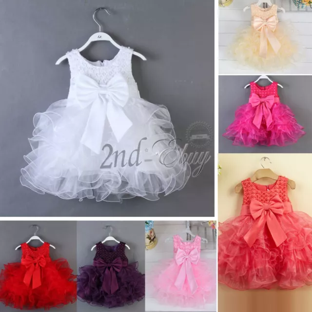 Flower Baby Girl Wedding Bridesmaid Party Baptism Christening Pegeant Tutu Dress