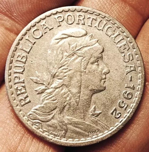 Portugal 1 escudo 1952 coin (SCARCE! VF+!)