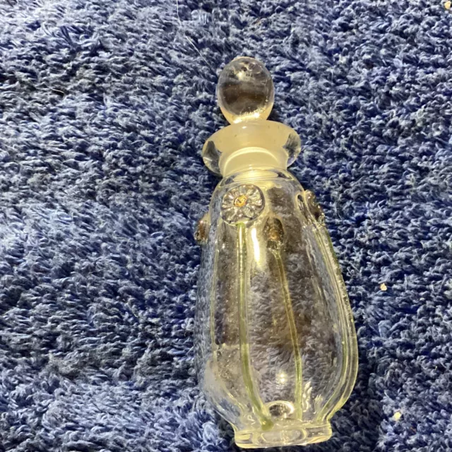 Beautiful Hand Blown Glass Perfume Bottle With Stopper In Art Deco Style