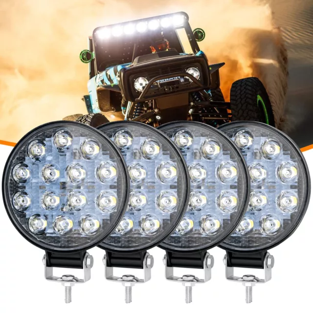 4WD 4inch 4x4  LED Driving Lights Work Light Bar Round Spot Offroad Fog Lamp UTE