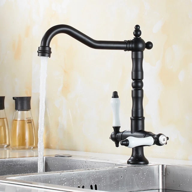 VINTAGE KITCHEN MIXER Taps Dual Lever Kitchen Sink Taps Brass Water Tap