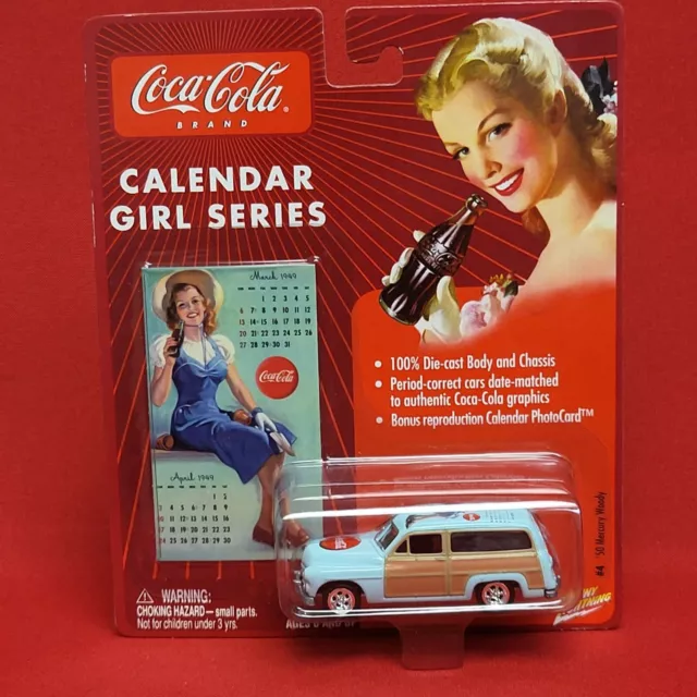 Coca Cola Johnny Lightning Calendar Girl Series Die Cast 50 Mercury Woody