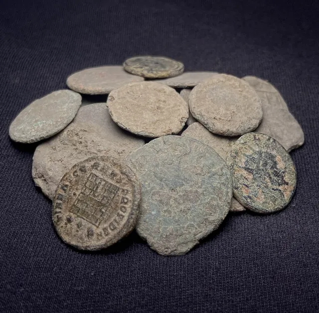 5 Random Uncleaned Ancient Roman Bronze Coins - 1500+ Years Old