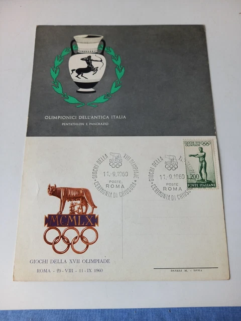 Cartolina Doppia Olimpiadi 1960 Pentathlon E Pancrazio