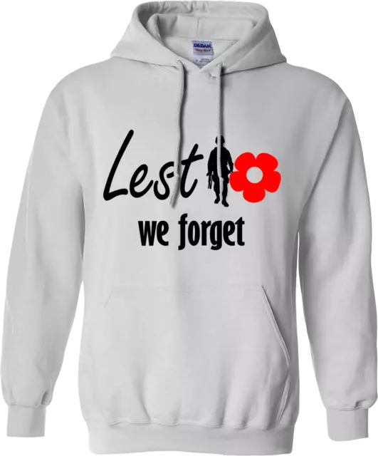 Lest We Forget Hoodie Poppy Flower Remembrance Day British Armed Forces War