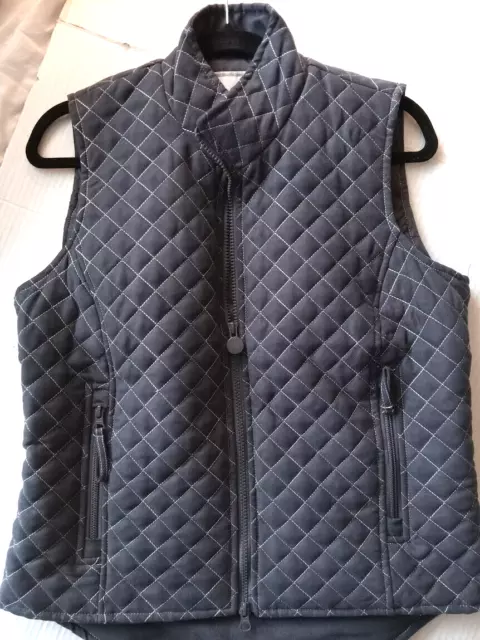 Outback Trading Co Faux Suede Gray Diamond Quilted Vest Size Small Front Zip