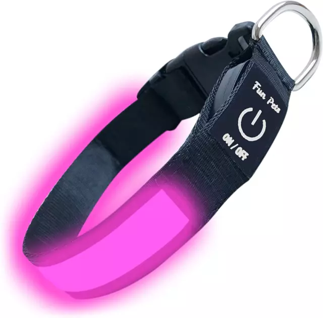 Collare LED per Cani Rosa - Collare Di Sicurezza Ricaricabile Con USB per Animal