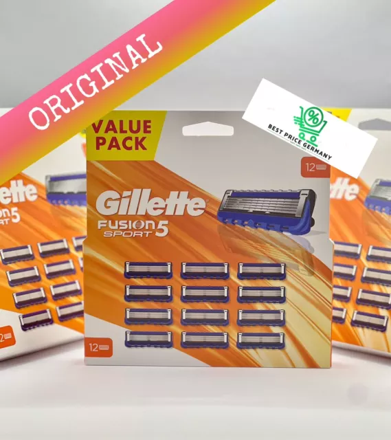 12 x Gillette Fusion 5 Sport Rasierklingen🍀 ORIGINAL Ersatzklingen, Neu&OVP