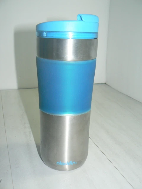 Aladdin Insulated 16 Oz Travel Mug Coffee Cup Blue Flip Lid