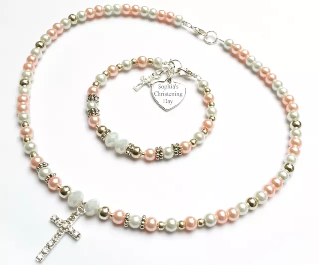 Engraved Baby Christening Holy Communion Baptism Personalised Necklace Bracelet