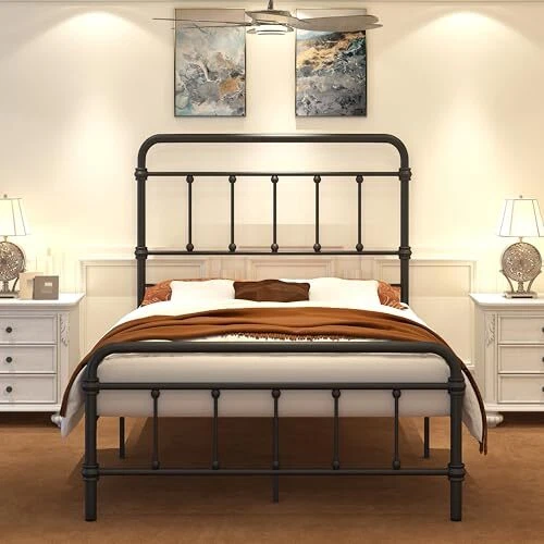 QUEENSIZEBEDFRAMEWITHHIGHHEADBOARD METAL Bed Frame No Box