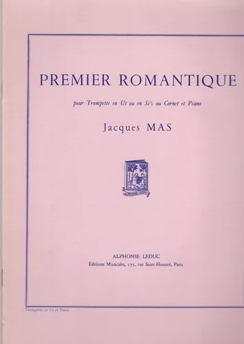 Premier Romantique pour Trompette en Ut ou en Si b ou Cornet et Piano