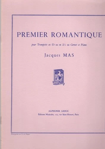 Premier Romantique pour Trompette en Ut ou en Si b ou Cornet et Piano