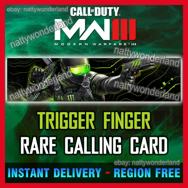 CALL OF DUTY Modern Warfare 3 TRIGGER FINGER Calling Card CoD MW3 Rare