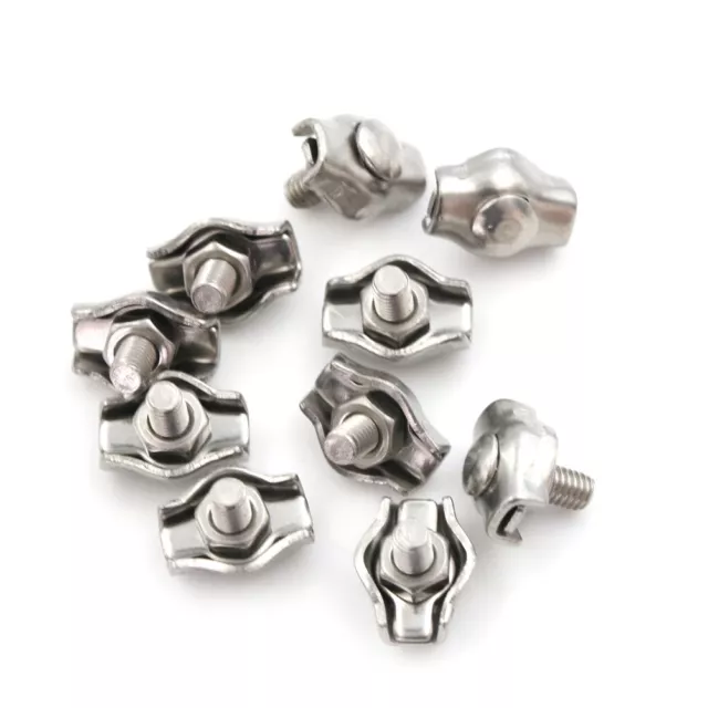 10x Stainless Steel wire cable rope simplex 'wire rope grips clamps calipe.zy