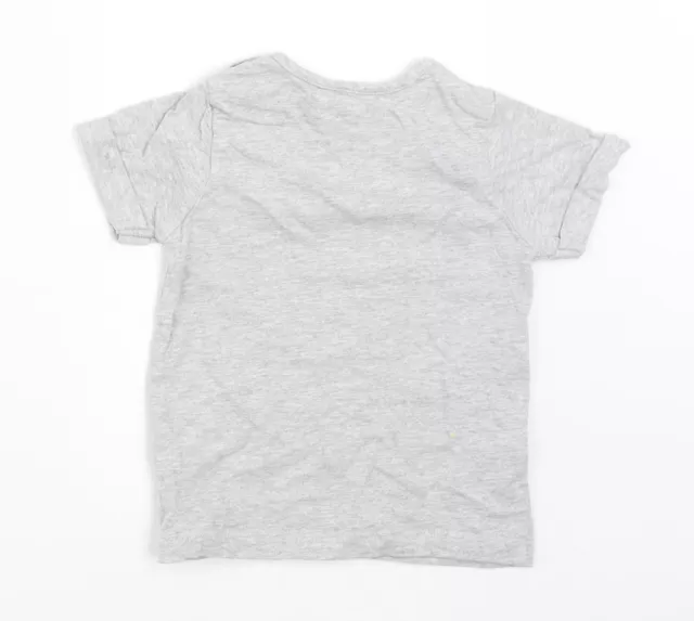 NEXT Girls Grey Cotton Basic T-Shirt Size 3-6 Months Round Neck 2