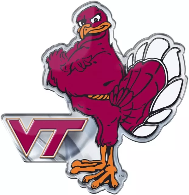 Virginia Tech University Hokies Premium Aluminum Metal Raised Auto Emblem,...