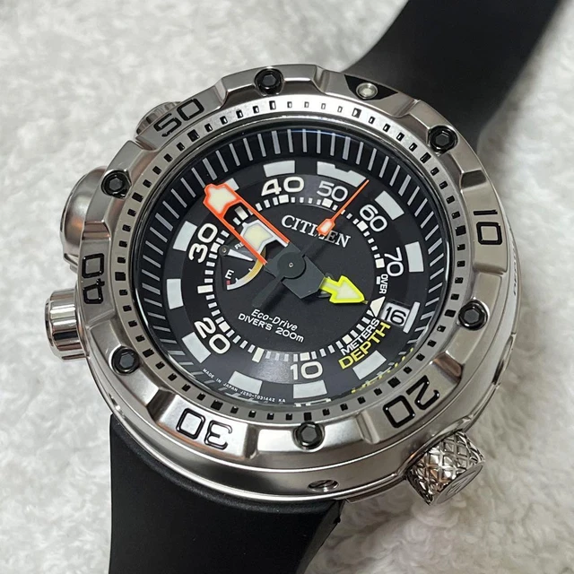 Citizen Parawater Gummiuhr Für Citizen Eco-drive Promaster Aqualand Chronograph Schwarz Pvd Uhrband Schwarz PVD