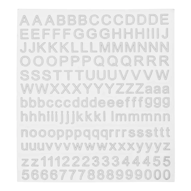 Alphabet Letters Number Resin Stickers 3D Small A to Z 1 to 9 Silver Sticker