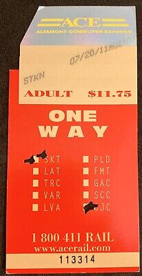 ACE Altamont Commuter Express Punched Ticket - Stockton-San Jose 2011