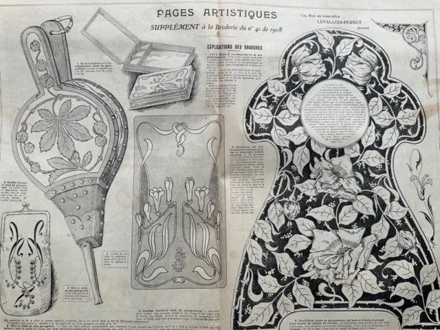 Antique 1908 French Broderie Illustree NeedlePoint Pattern Supplement