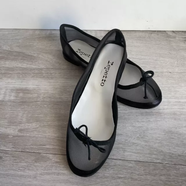 NEW Repetto Cendrillon Mesh Black  Ballet flats Size 38