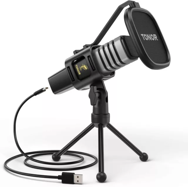 TONOR TC30 RGB USB Microphone, Cardioid Condenser Mic with Tripod Stand