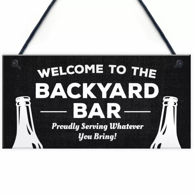 Welcome Backyard Bar Sign Hanging Home Bar Sign Garden Plaque Alcohol Gift