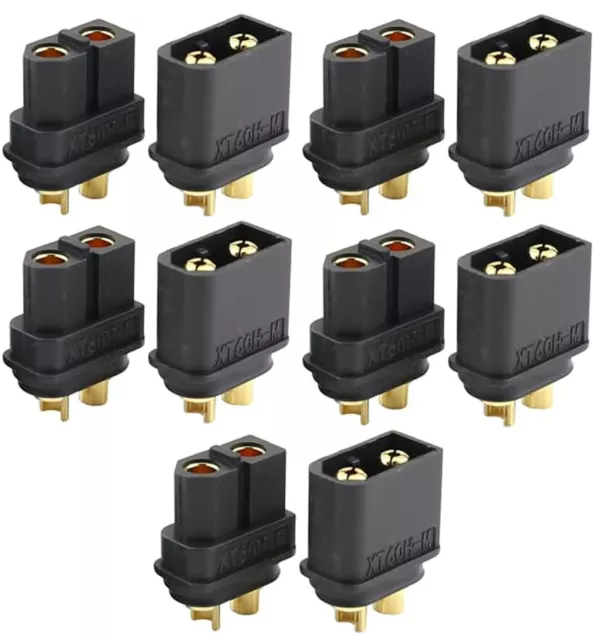 5 Pairs Amass XT60 Connectors Plugs Gold Plated 3.5mm Banana XT60U Black