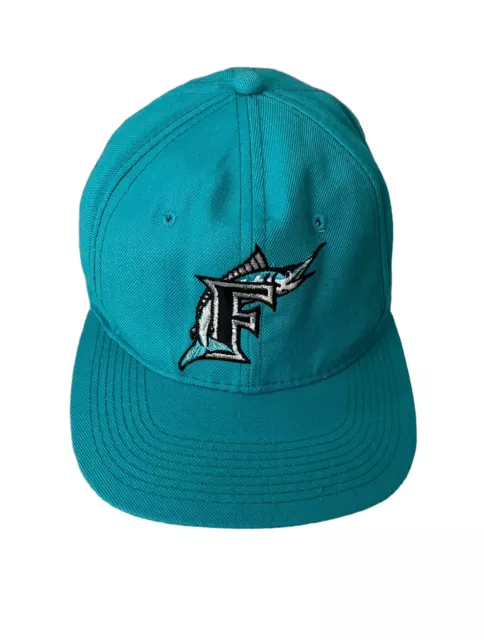 Vtg Florida Marlins MLB Pro Sports Specialties Teal Blue Fitted Hat Cap 7 1/4