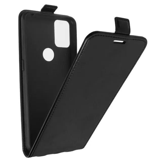 Funda Alcatel 3X Cierre Vertical Tarjetero Efecto Piel Caballo Negro