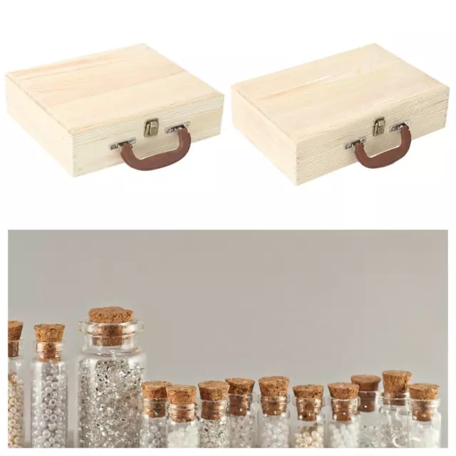 Wooden Storage Box Portable with Handle DIY Gift Box Decorative Keepsake Box