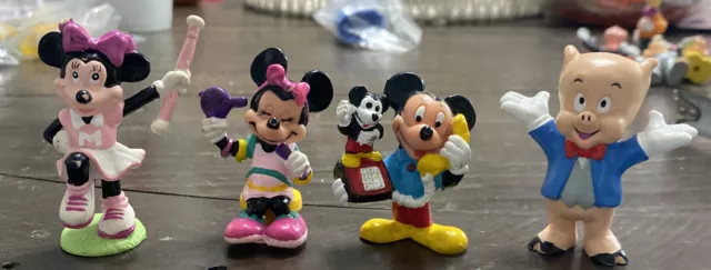 Vtg  Applause PVC Disney Figures Set Of 4 Porky Pig/Mickey Mouse/2 Minnie Mouse