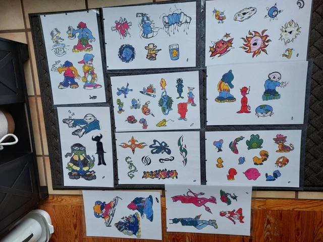 Lote de 9 hojas de colección con flash para tatuajes Xero