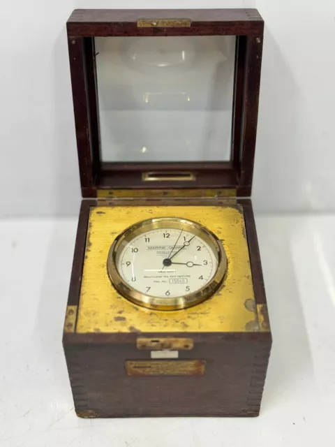 1982 Germany Original Marine Quarz Maritime Wooden Box Wempe Chronometer Clock