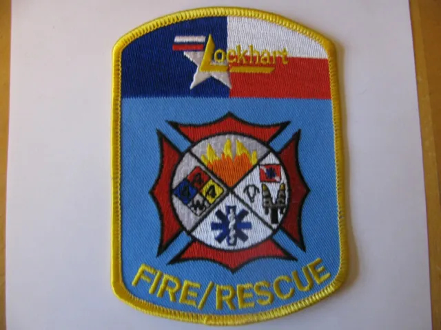 TEXAS   TX   -    Lockhart   EMS  Fire Rescue  Dept  Patch  Iron On  3.25"  Rare
