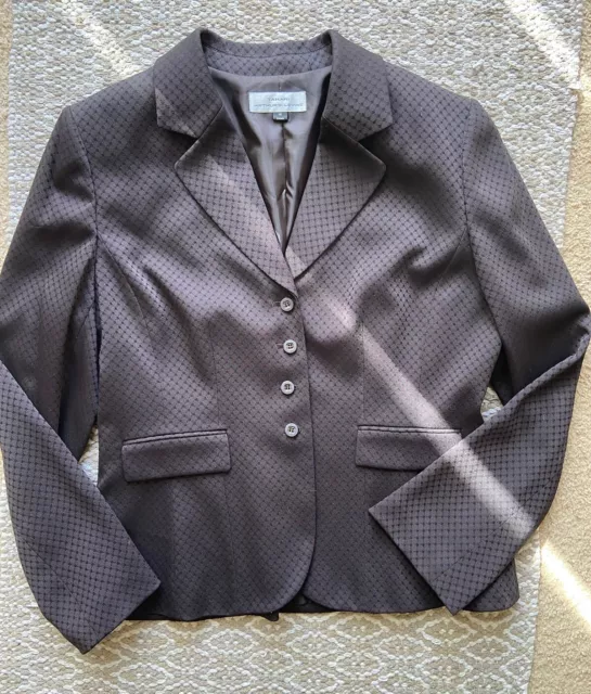 NWOT Tahari Womens 14 Suit Jacket Skirt Set Brown 2 Piece