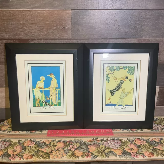 Vintage George Barbier  1920's "Au Polo" "L Escarpotette" "18X14" 2 Lyths