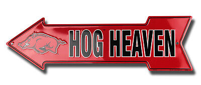 Arkansas Razorbacks Hog Heaven Embossed Metal Arrow Sign  Man Cave Sportsroom